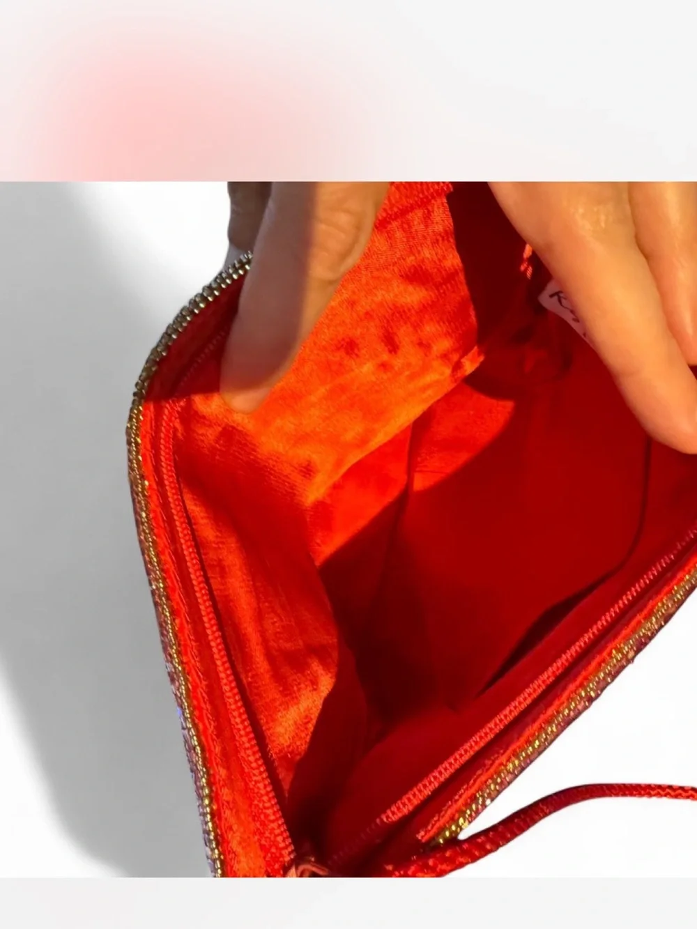 Red Beaded Floral Crossbody Bag